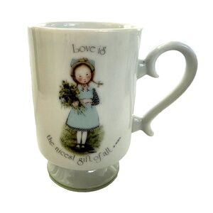 Vtg Holly Hobbie Coffee Mug Love is The Nicest Gift of All White Porcelain Japan